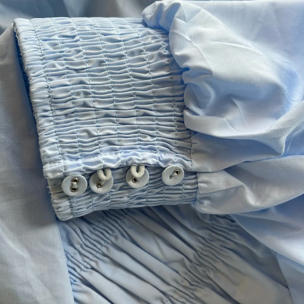 2/$60 NWT The impeccable pig light blue puff sleeve dress smock bodice small - Picture 6 of 9